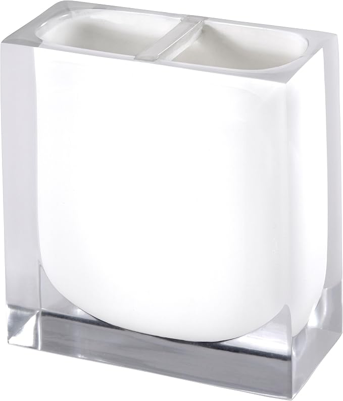 Izod - Toothbrush Holder, Resin Countertop Accessories, Dorm Room Essentials, Modern Home Decor (Marina Collection, White)