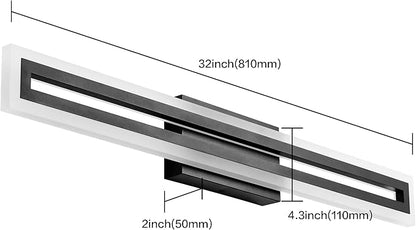 SOLFART 32 Inch Modern Bathroom Light Fixtures Bathroom Lights Over Mirror Black LED Vanity Lights for Bath 5 Color Temperature Adjustable LED Light Fixture Restroom 5CCT