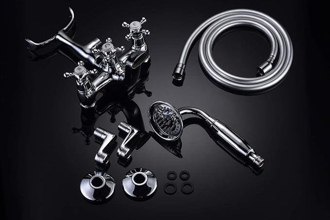 Sumerain Clawfoot Tub Faucet,3-Inch to 9-Inch Wall Mount Tub Faucets with Hand Shower Chrome Finish