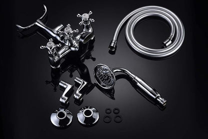 Sumerain Clawfoot Tub Faucet,3-Inch to 9-Inch Wall Mount Tub Faucets with Hand Shower Chrome Finish