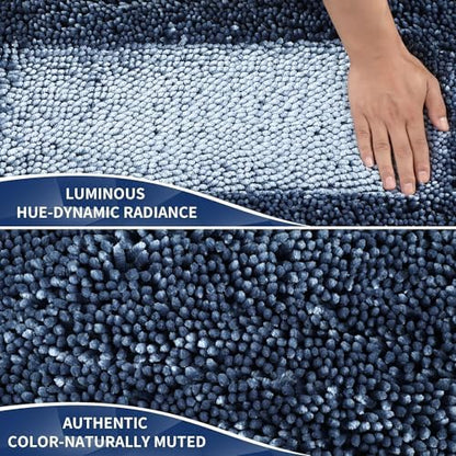 Yimobra Chenille Bathroom Rugs Non Slip, Extra Thick Soft Absorbent Bath Rug, Machine Washable Quick Dry Bath Mat for Bathroom Floor, Tub and Shower, Home Decor Accessories, 24x17, Light Blue