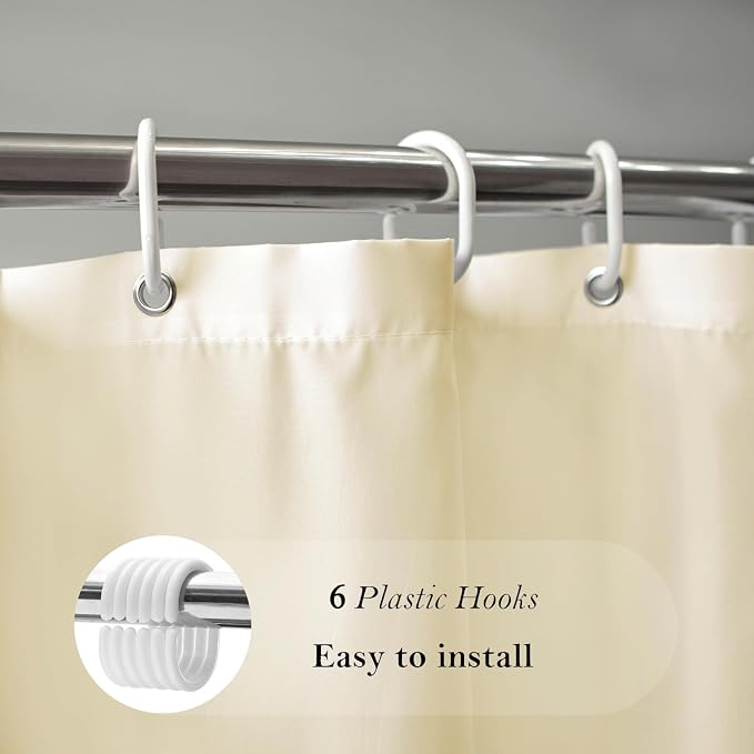 AooHome 36 x 72 Inch Stall Half Size Shower Curtain, Fabric Solid Color Bathroom Curtain for Hotel, Weighted Hem, Waterproof, Beige