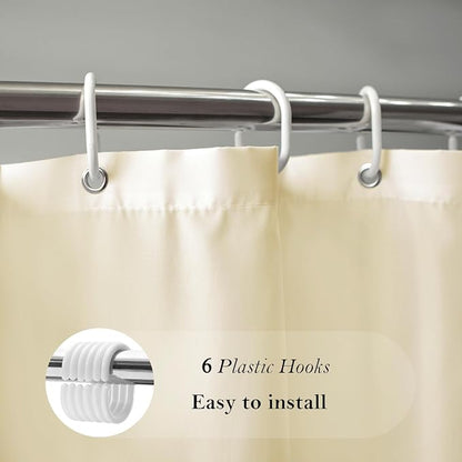 AooHome 36 x 72 Inch Stall Half Size Shower Curtain, Fabric Solid Color Bathroom Curtain for Hotel, Weighted Hem, Waterproof, Beige