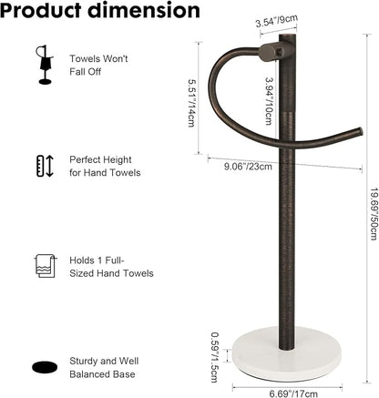19 inch Oil Rubbed Bronze Hand Towel Holder Stand,Hand Towel Bar,Bathroom Vanity Countertop Towel Holder Free Standing,Stainless Steel Towel Ring Hardware Accessories Towel Rack