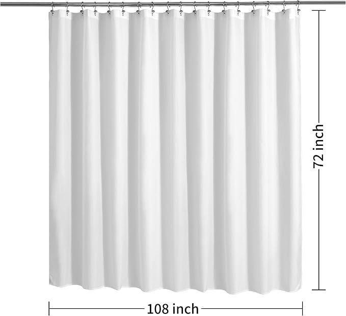 ALYVIA SPRING 108x72 Extra Wide Waterproof Shower Curtain or Liner White | 2 Magnets, Soft Cloth & Hotel Quality, Machine Washable, Light-Weight, Extra Wide Size