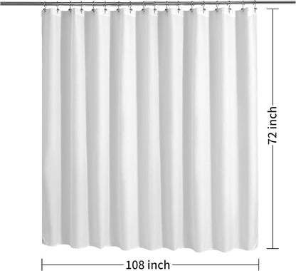ALYVIA SPRING 108x72 Extra Wide Waterproof Shower Curtain or Liner White | 2 Magnets, Soft Cloth & Hotel Quality, Machine Washable, Light-Weight, Extra Wide Size