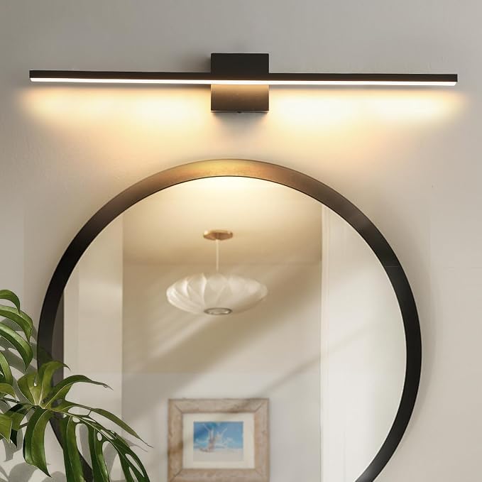 Bathroom Light Fixtures Over Mirror, 32 Inch Black Bathroom Vanity Light, LED Modern Wall Sconce 3000K Bar Vanity Lights for Restroom
