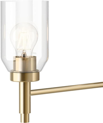 Kichler Madden 4-Light Bathroom Vanity Light, Champagne Bronze | Modern vanity light with clear glass for single or double bathroom mirrors (34" x 10.5"), 55186CPZ