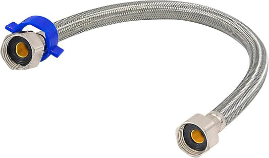 Toilet Connector, 20-Inch Stainless Steel Braided Hose with 1/2" Inch Ballcock Nuts, 1/2" Inch Compression