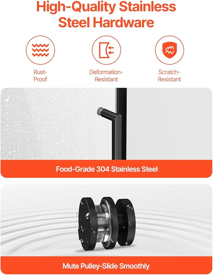 VEVOR Frameless Sliding Bathtub Door, 56-60" W x 60" H, Frameless Shower Glass Door, Frameless Double Sliding Tub Door with 5/16 in Clear Tempered Glass and Stainless Steel Handle, Black