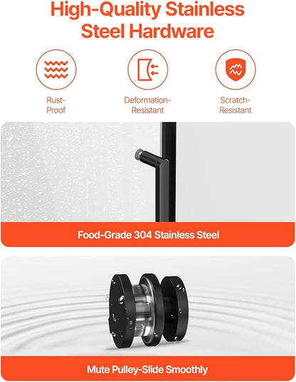 VEVOR Frameless Sliding Bathtub Door, 56-60" W x 60" H, Frameless Shower Glass Door, Frameless Double Sliding Tub Door with 5/16 in Clear Tempered Glass and Stainless Steel Handle, Black