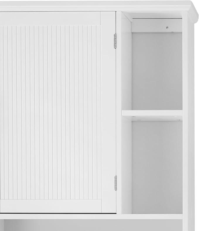 Teamson Home Newport Contemporary Wooden Over-The-Toilet Storage Bathroom Etagere Cabinet with Shelves, White | Contemporary, Wooden, With Shelves