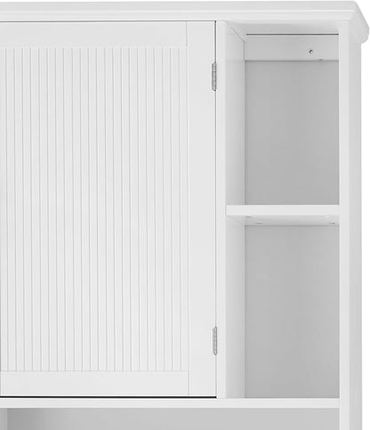 Teamson Home Newport Contemporary Wooden Over-The-Toilet Storage Bathroom Etagere Cabinet with Shelves, White | Contemporary, Wooden, With Shelves
