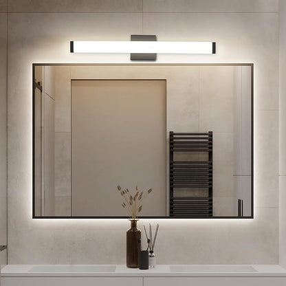 LED Bathroom Vanity Light Fixtures 24In Matte Black, 14W 4000K Natural White Square Wall Fixture, Modern Lighting for Over Mirror, Damp Rated