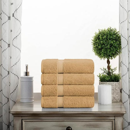 SUPERIOR Egyptian Cotton Plush & Absorbent, Hand Towel Set of 4, Toast | Quick Dry, Soft Luxury Towel Set, Bath Essentials for Bathroom, Guest Bath, Spa, 4 Piece Set, Madeline Towels