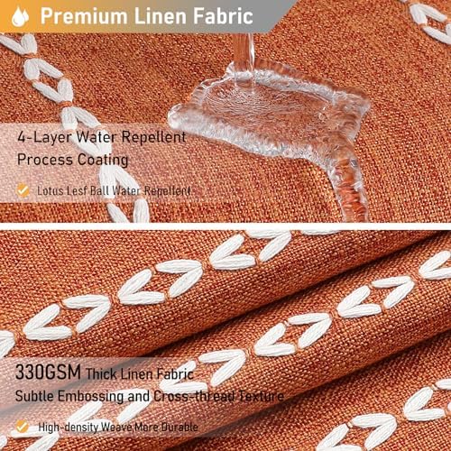 BTTN Small Boho Linen Heavy Duty Cloth Shower Curtain, 36x72, Burnt Orange
