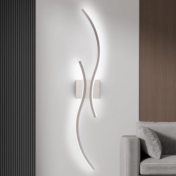 CANEOE Modern Led Wall Light, 39inch Brushed Nickel Indoor Led Wall Sconce Lighting for Living Room Hallway Bedroom Bedside Wall Lamp (Brushed Nickel,6000K,1 Pack)
