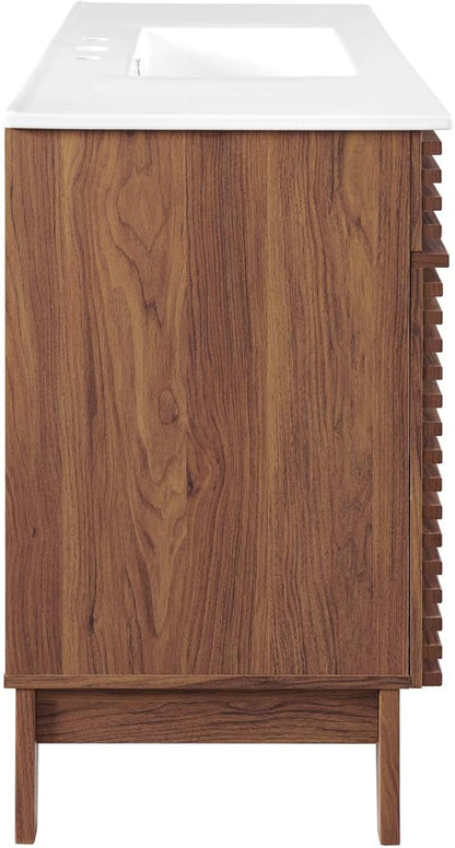 Modway Render 48" Single Bathroom Vanity in Walnut White