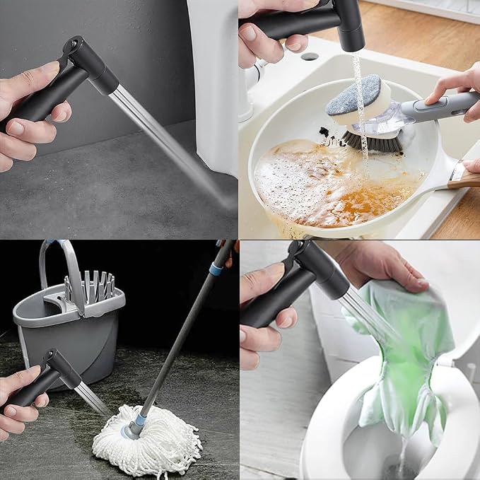 Handheld Bidet Sprayer for Toilet, Stainless Steel Bidet Head for Cloth Diaper, Pet Shower, Personal Hygiene Cleaning, G1/2 Hose Connectors (Black)