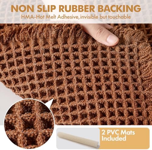MIULEE Fall Terracotta Set of 2 Waffle Bathroom Rugs Bath Mat 17x24 Inch
