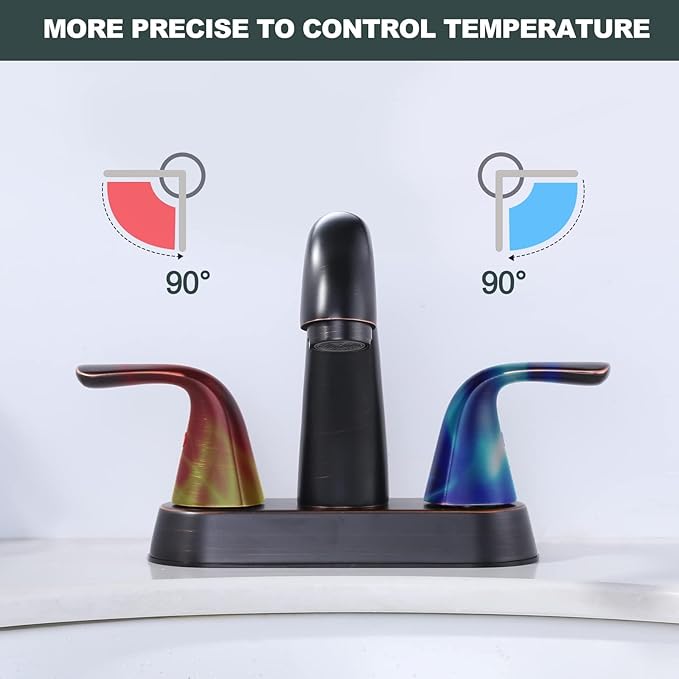 Bathroom Sink Faucet Oil Rubbed Bronze: ALEASHA 4 Inch Centerset Bathroom Faucet, 2-Handle Vanity Sink Faucet with Pop-Up Drain Stopper, RV Lavatory Faucets for Washroom Sink