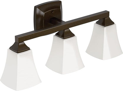 Moen YB5163ORB Voss 3-Light Dual-Mount Bath Bathroom Vanity Fixture with Frosted Glass, Oil-Rubbed Bronze