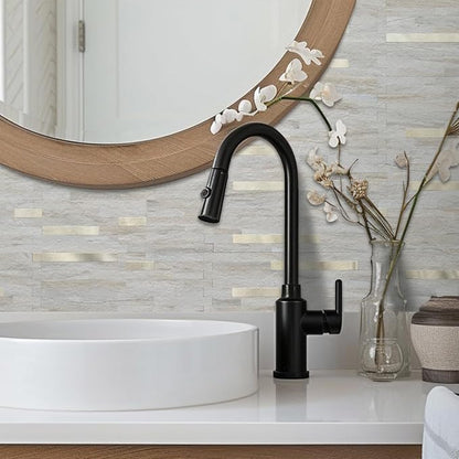 AULIGET 2 Sheets Faux Stone Peel and Stick Backsplash, Beige Marble Look PVC Wall Tile Stick on Backsplash for Kitchen and Bathroom