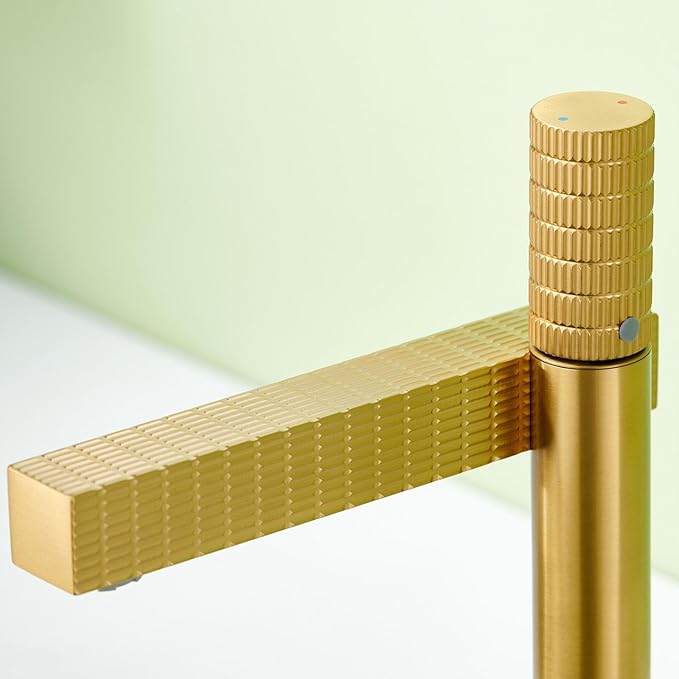 Bathroom Faucet Single Handle Single Hole Faucet for Bathroom Sink Hot and Cold Brushed Gold