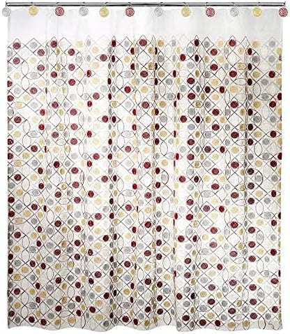 Zahari Home 13pc Sedona Sheer Shower Curtain Set Sheer Shower Curtain & 12 Shower Curtain Hooks Fun Shower Curtain Beige Shower Curtain Unique Design Stylish Shower Curtain Set Retro Shower Curtain