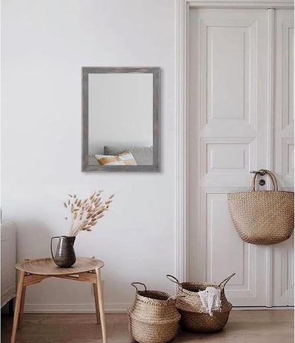 AAZZKANG Wooden Mirror Rectangle Rustic Mirrors for Wall Decorative for Bedroom Bathroom Living Room Entryway Hanging Home Decor