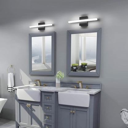 Modern LED Vanity Lights 16IN 9W (2 Pack) Daylight White Black Bathroom Light Fixtures Over Mirror Lighting for Vanity