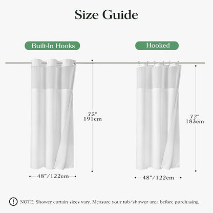 White Hook Free Waffle Shower Curtain & Snap-in Fabric Liner,48x75 | Less Time to install, 3 in 1 Fabric Shower Curtain and Liner Set with Magnets, Stall, Shower Curtains for Bathroom