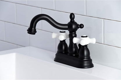Kingston Brass KB1600PX Heritage 4 in. Centerset Bathroom Faucet, Matte Black