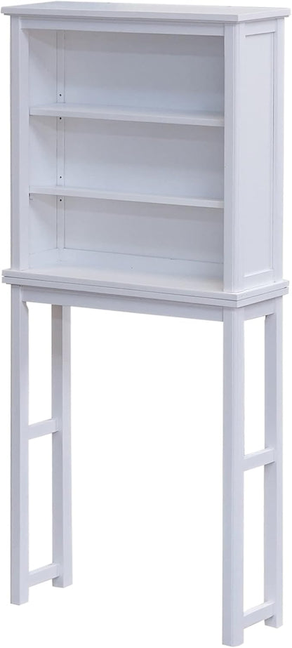 Alaterre Furniture Dorset Over-the-Toilet Storage Cabinet Set – Space-Saving Open Wall Cabinet with Adjustable Shelves, Zinc Metal Hinges, and Nylon Floor Levelers (White)