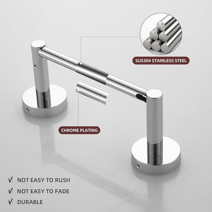 Chrome Bathroom Accessories, Polished Silver Bathroom Hardware Set Includes Double Post Toilet Paper Holder 15 to 24 Inch Towel Bar Towel Ring Robe Hook 4 Pieces Hand Towel Holder Wall Mount