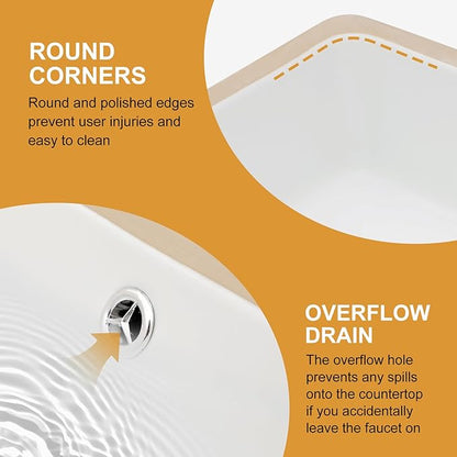 Mocoloo Undermount Bathroom Sink 21 x 13 Inch Rectangle Porcelain White Vessel Ceramic Bathroom Sink 7 Inch Deep Basin with Overflow Lavatory Vanity Top Under Mounted the Counter