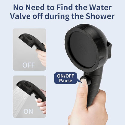 HANLIAN On/Off High Pressure Handheld Shower Head for RV Camper | 3 Spray Modes Shower Head with Pause Button, Water Saving Shower Head with Hose and Self-adhesive Holder(Oil-Rubbed Bronze)