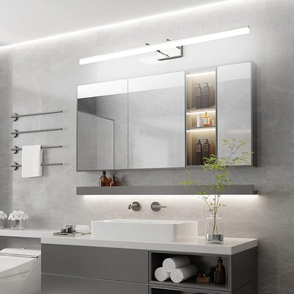 Aipsun 48 inch LED Vanity Lights Adjustable Bathroom Wall Light Fixtures Bathroom Lighting Fixture Over Mirror Chrome Modern Vanity Lighting 5500K