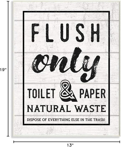 'Flush Only Bathroom Sign Family Home Word'| Wall Plaque Art | Stupell Industries | 13 x 19 Inches, Easy to Hang and Sturdy, Made in USA, by Lil' Rue
