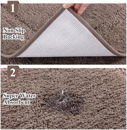 SHACOS Soft Microfiber Bathroom Rugs Set of 2 Pieces, Coffee