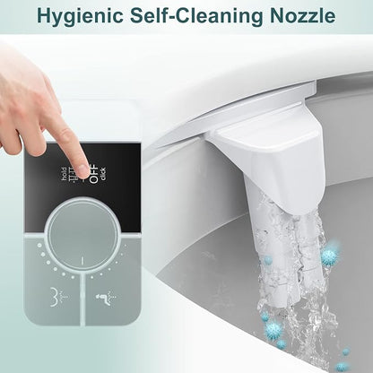 Bidet Attachment for Toilet, Ultra-Slim, Self Cleaning, Dual Nozzle, Feminine & Posterior Wash, Fresh Cold Water Sprayer, for Existing Toilets Seat, Baday Beday Badette Bedette, Black