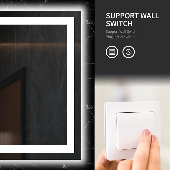 LOAAO 72"X36" LED Bathroom Mirror with Lights, UL Listed | Anti-Fog, Dimmable, 3 Color Temperature, Backlit + Front Lit, Memory Function, Tempered Glass