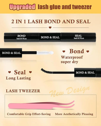 QUEWEL Wispy Eyelash Extension Kit 100D Manga Lash Clusters with Spikes | 280PCS Individual Volume Anime Lashes, D Curl Spiky Manga Lash Clusters,100D Lash Clusters Kit With Bond and Seal, Tweezers