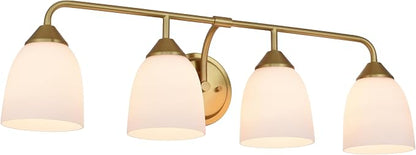 Gold 4-Light Traditional Bathroom Vanity Light Fixtures Over Mirror, Modern Vanity Lights for Living Room, Standard E26 Base, Aged Brass