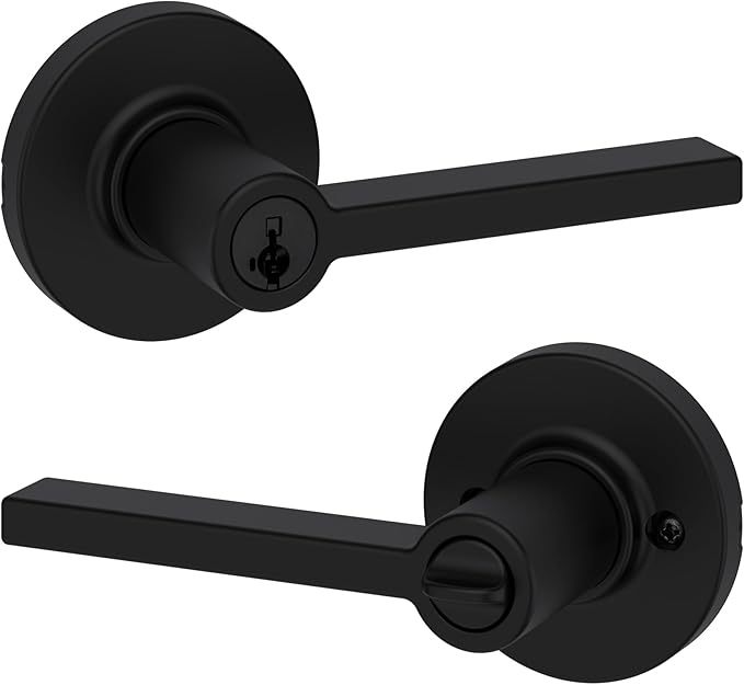 Kwikset Casey Entry Round Door Handle with Lock and Key, Secure Keyed Reversible Lever Exterior, Doorlock, for Front Entrance and Bedrooms, Polished Chrome, Pick Resistant Smartkey Rekey Security