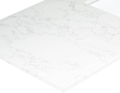 Ceres 73" Engineered Stone Vanity Top in Grain White with Double White Sinks