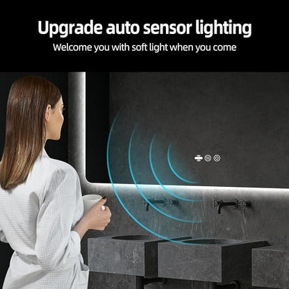 56" x 36" LED Bathroom Mirror with Lights - Motion Sensor | Smart Backlit Mirror, Anti-Fog, 3-Color Stepless Dimmable Lighted Mirror, Memory Function, HD Tempered Glass, CRI≥93