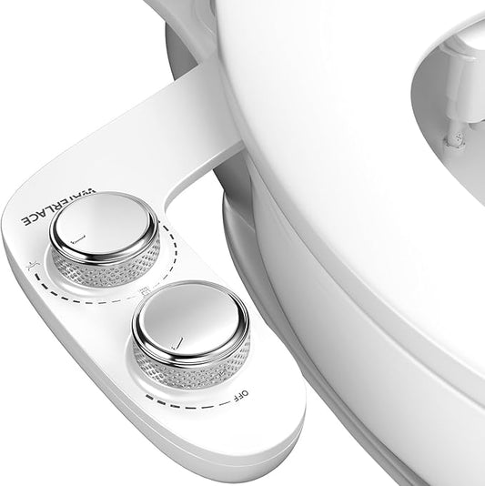 Bidet Attachment for Toilet Sprayer, Self-Cleaning Dual Retractable Nozzles Bidet Spray, Non-Electric Adjustable Water Pressure for Hygienic Rear & Feminine Wash, Easy Installation Ultra-Slim (Black)