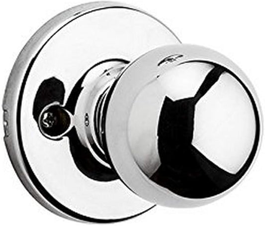 Kwikset Polo Dummy Door Knob, Single Sided Handle for Closets, French Double Doors, and Pantry, Polished Chrome Non-Turning Interior Push/Pull Door Knob