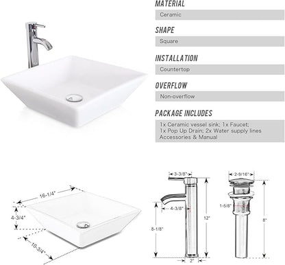 UEV 60" Double Sink Bathroom Vanity, White with Double Side Cabinets & Removable 3 Drawer Storage, Tempered Vessel Sink